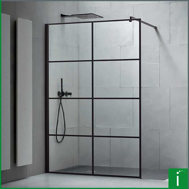Duschtrennwand, Walk-In Dusche, Duschabtrennung, Profile schwarz - Melih